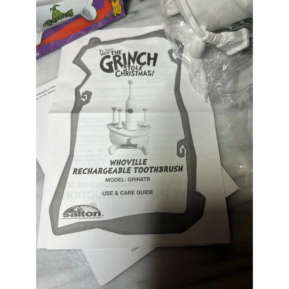 Dr Seuss The Grinch Stole Christmas Whoville Electric Toothbrush NIP READ